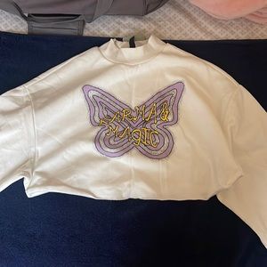 never worn H&M divided white graphic crop sweatshirt